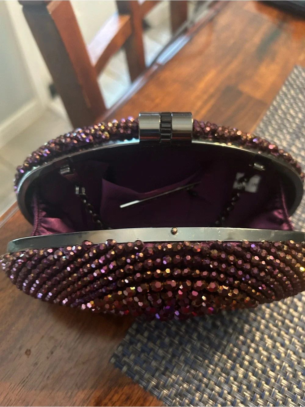Sondra Roberts Purple Crystal Evening Clutch